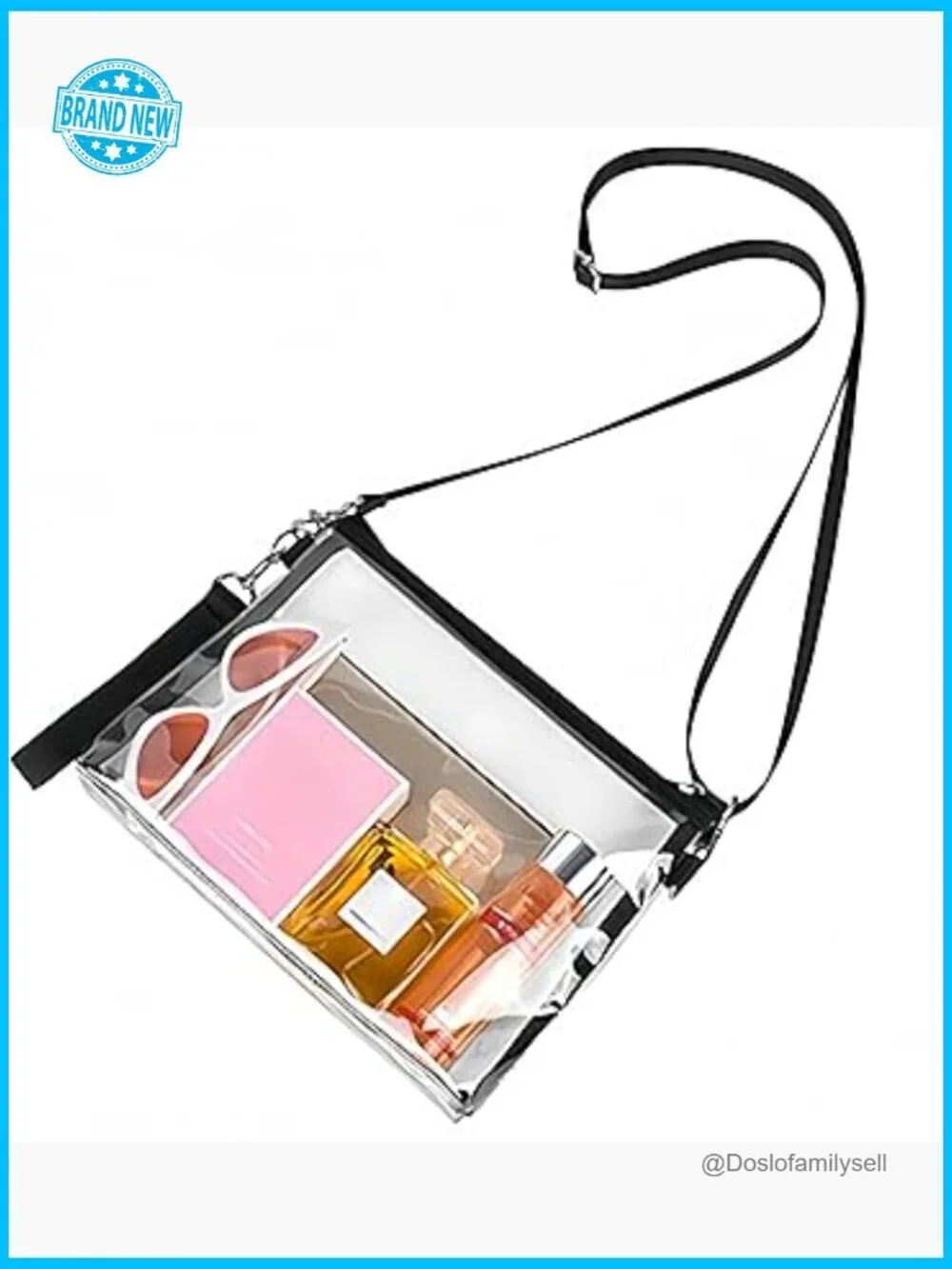 Clear PVC Crossbody Bag Lightweight Waterproof Stadium Security Compliant